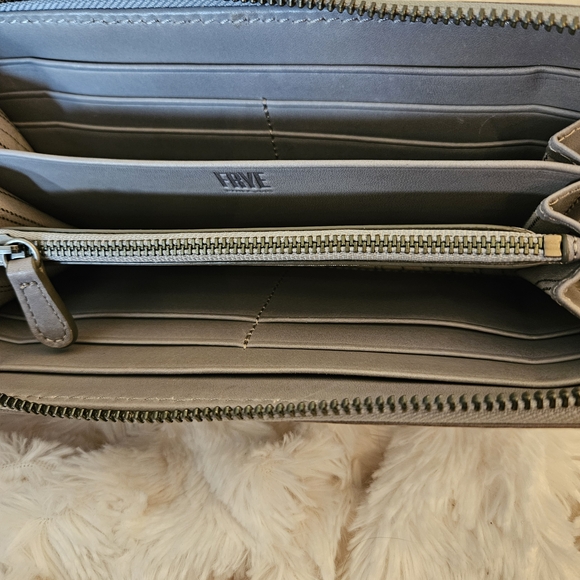 Frye Leather Zip Wallet in Distressed Gray - Picture 4 of 6